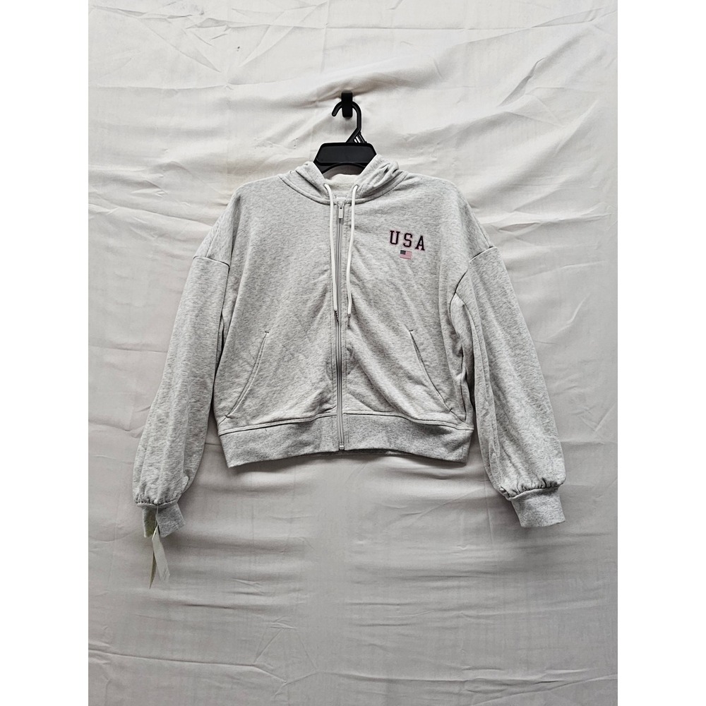 All in Motion Womens USA Zip Hoodie Gray Cotton Blend Casual Size Small